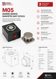 M05 Zemine Monte Manyetik Kapı Tutucu